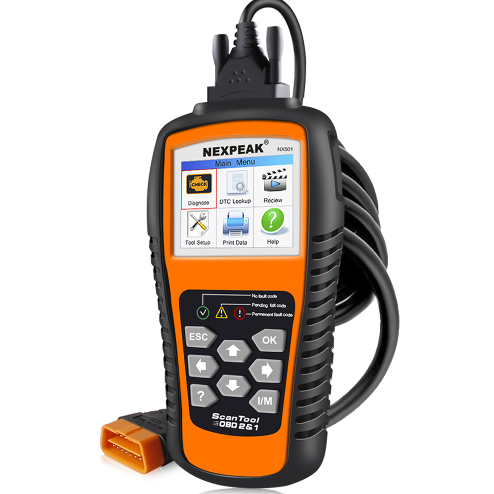 NEXPEAK NX501 Enhanced OBDII Auto Code Scanner Colorful Screen 10 Modes OBD Diagnostic Tool Emission SMOG Checker